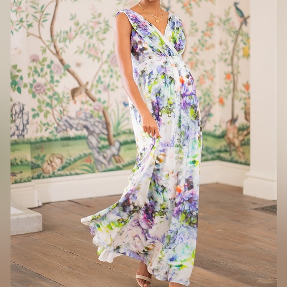 Seraphine Maternity Felicity Floral Silk Maxi Dress NWT Size 14 - Picture 1 of 9